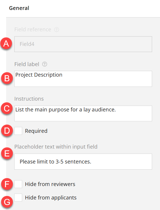 Admin view of General section of Settings panel