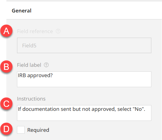 Admin view of General section of Settings panel