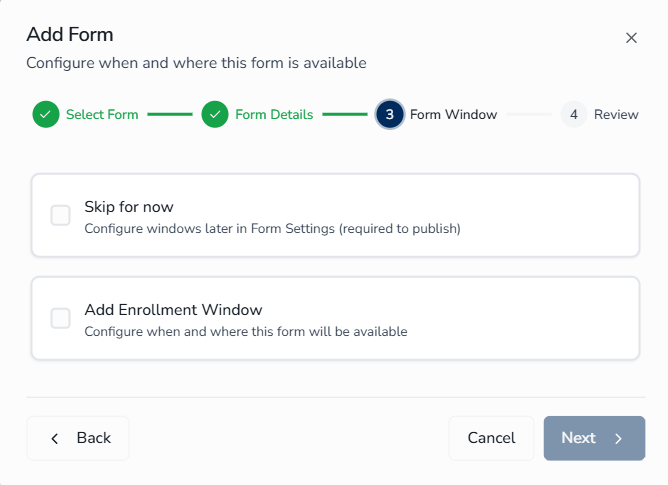 Add Form - Form Window modal