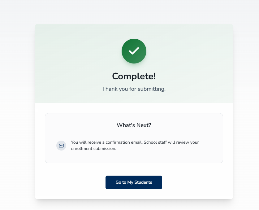 Confirmation Message