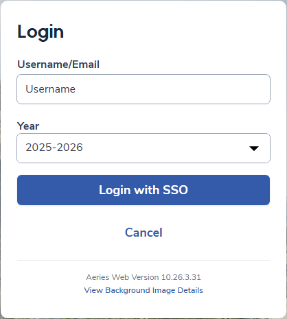 Aeries Login Page using SSO