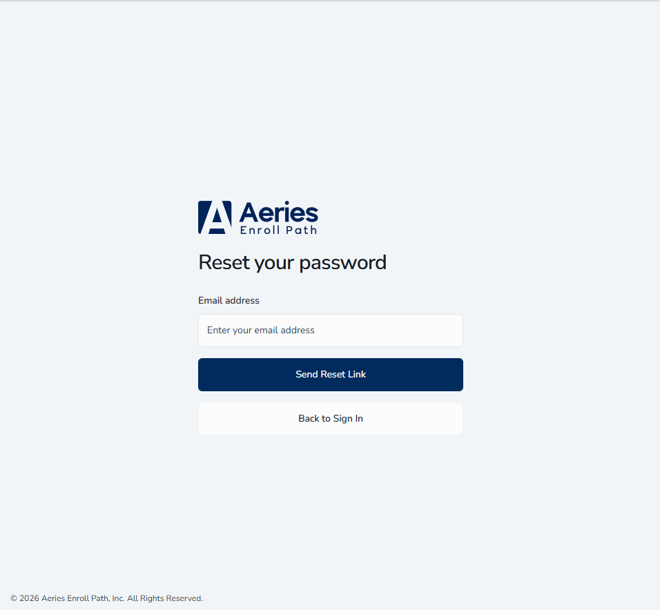Reset your password page