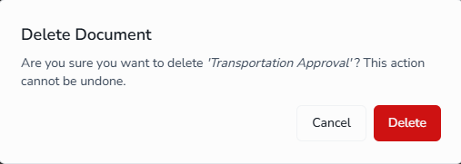 Delete confirmation dialog
