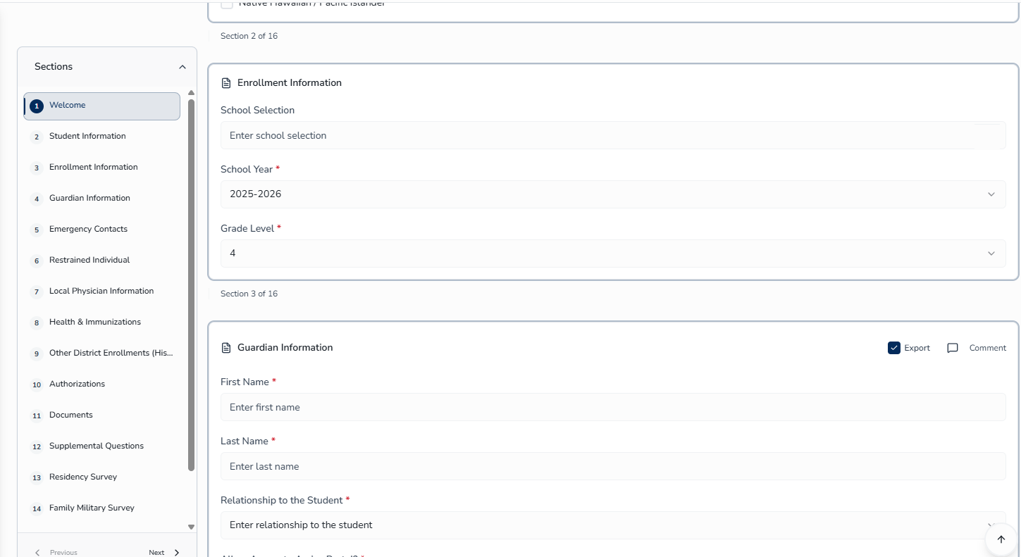 Enrollment Detail modal in Edit mode