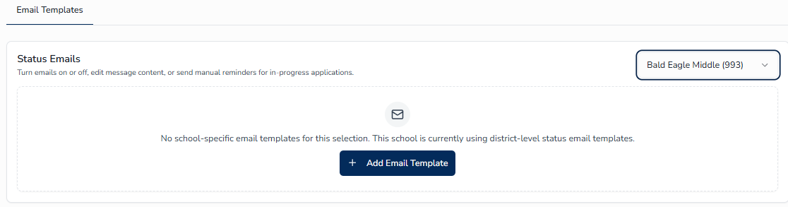 The empty state shown for a school that has no custom templates