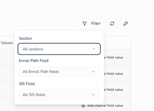 Advanced filter panel — combine with the status filter for precise results