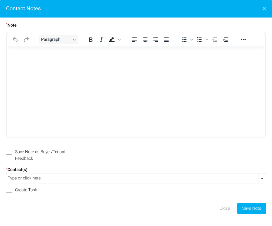 Notes editor open and empty