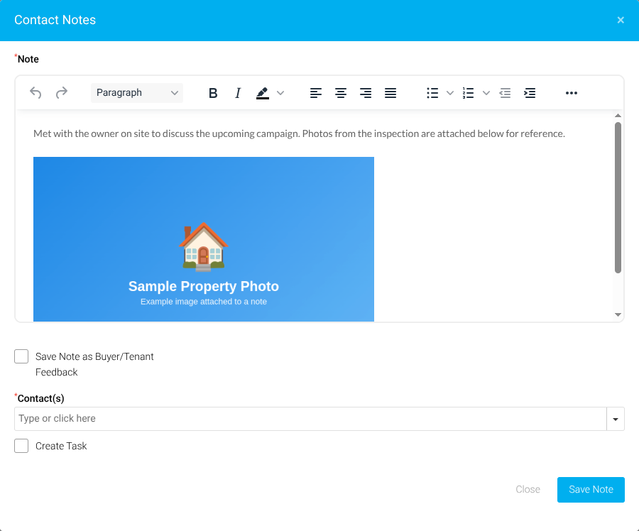 Image inserted inline in the notes editor