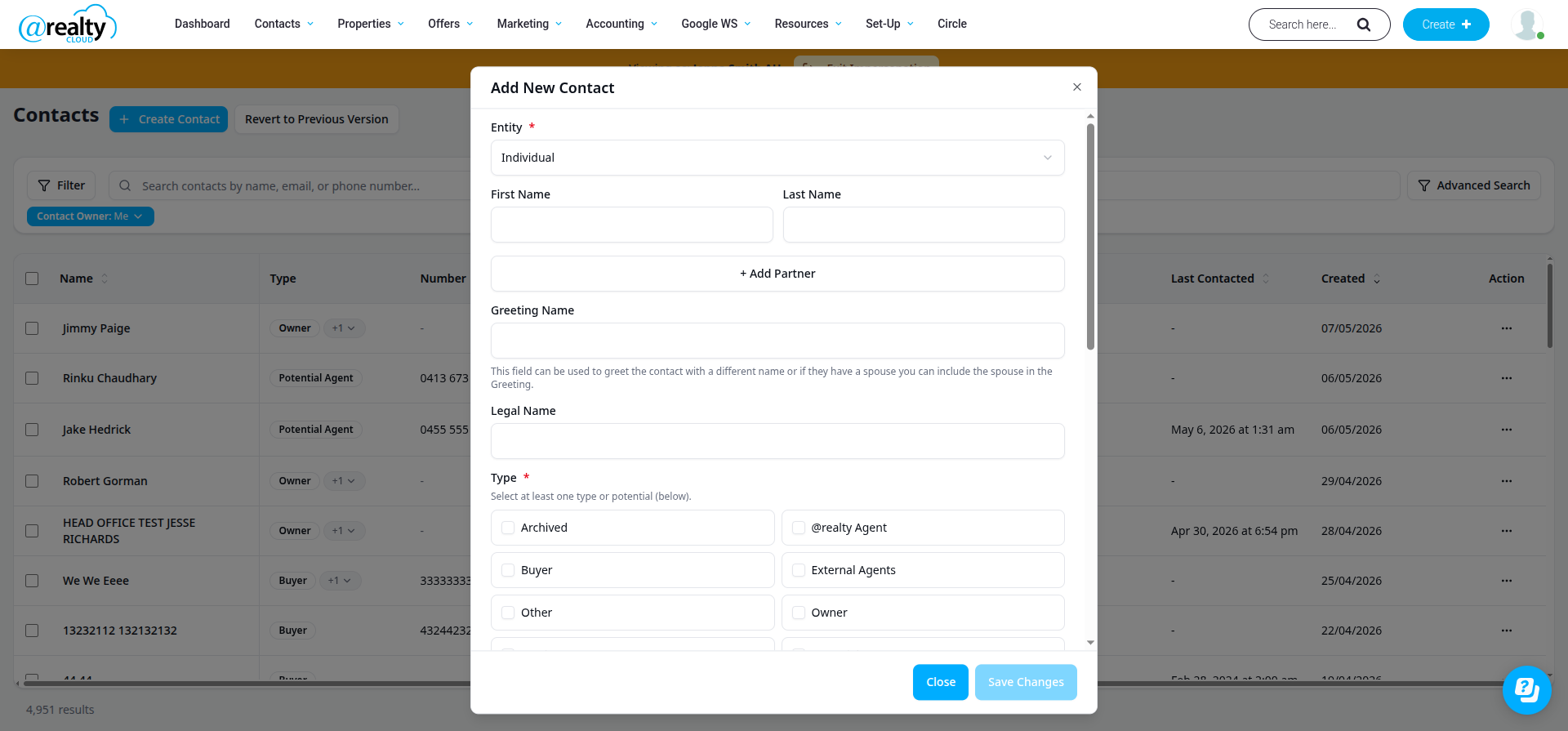 Add New Contact modal