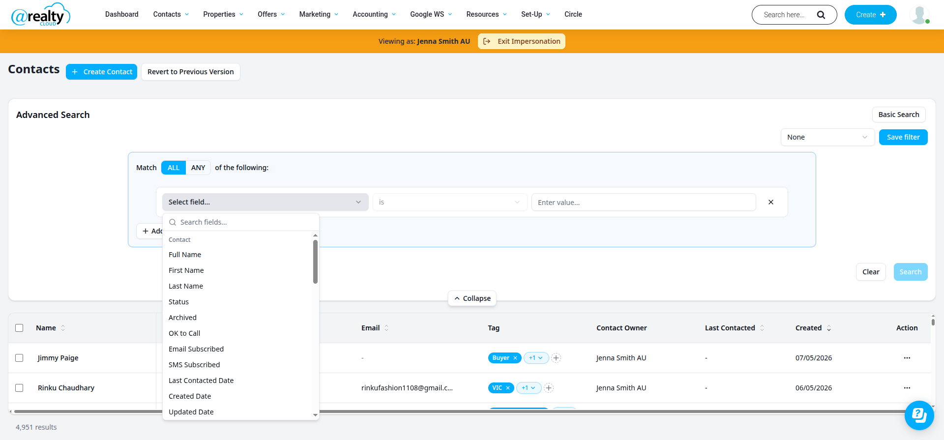 Advanced Search field groups