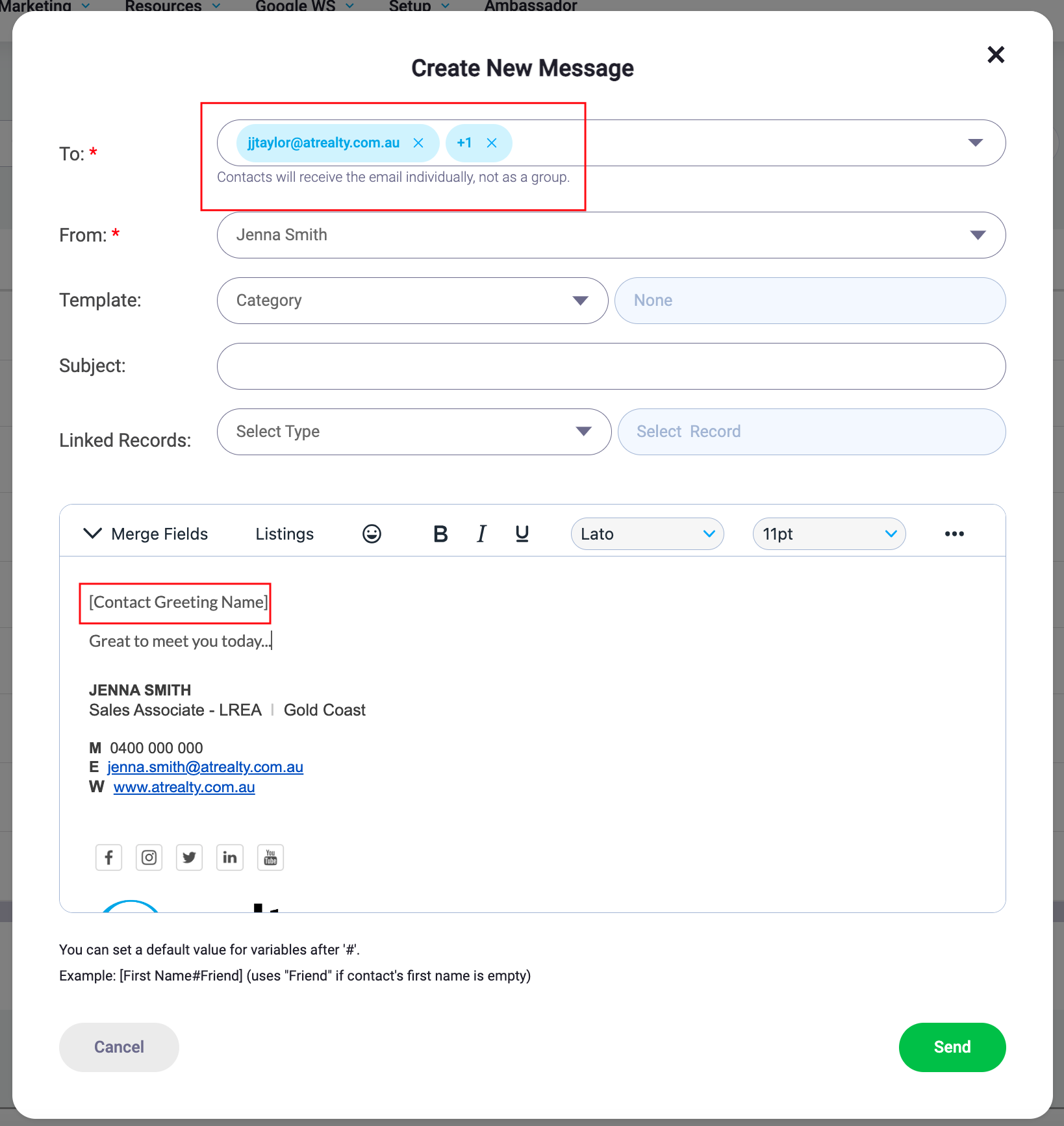 Email popup