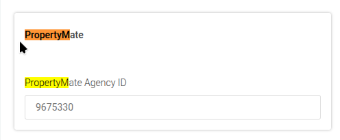 The PropertyMate Agency ID field filled with the agent CRM user ID on the SSO and Export tab