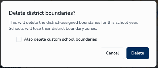 Confirmation dialog for deleting a district boundary record
