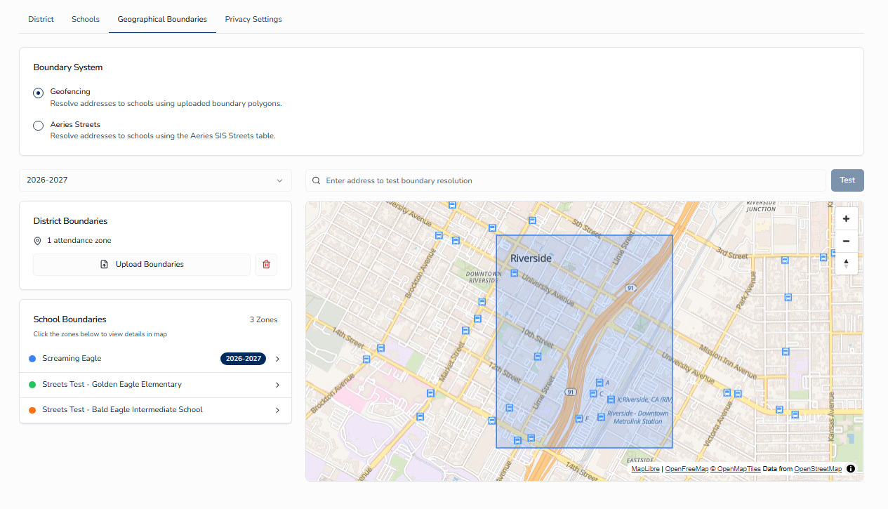 The Geographical Boundaries page