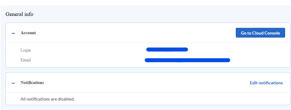 Dashboard layanan Acronis
