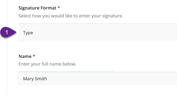 user view of typing in full name. Example name is Mary Smith.