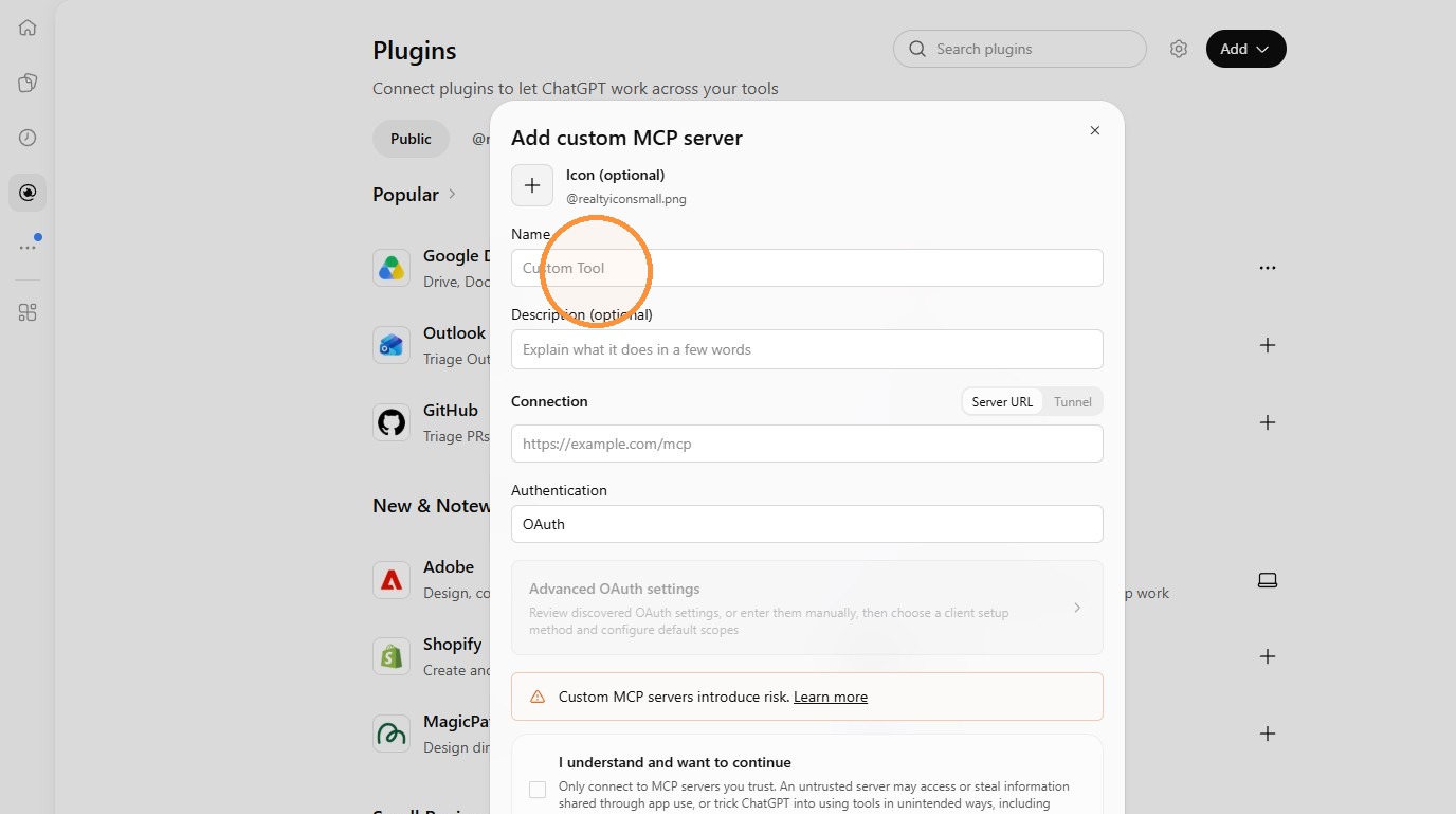 ChatGPT setup step 11: Name field