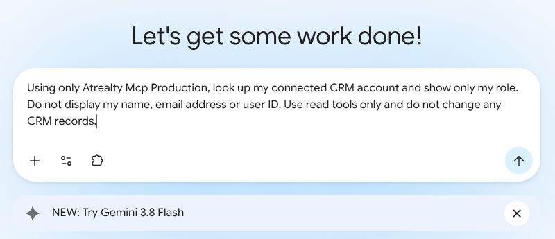 Connection question entered in Gemini, with the Submit arrow ready