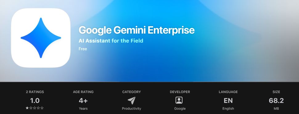 Official Australian App Store listing for Google Gemini Enterprise by Google