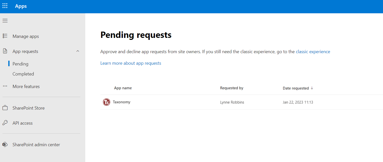 Approving A Request To Get Taxonomy App Taxonomy