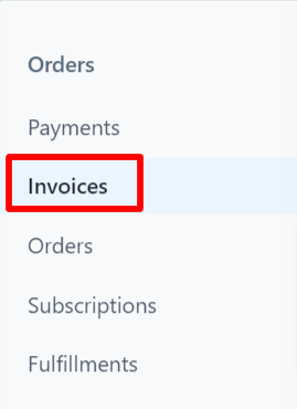 An image highlighting the Invoices tab