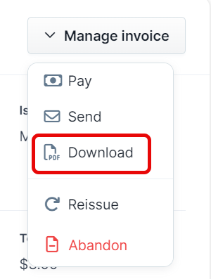 A screenshot highlighting the Download option.