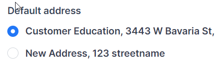 Screenshot demonstrating the selection of a default address from the address list.