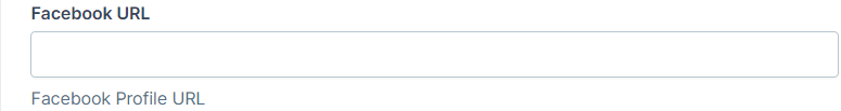 A Screenshot displaying the input field for updating the Facebook URL.