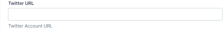 A Screenshot displaying the input field for updating the Twitter URL.
