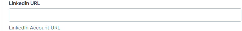 A Screenshot displaying the input field for updating the Linkedin URL.