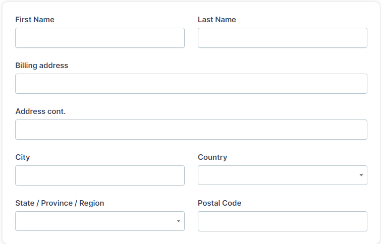 A Screenshot displaying the Billing Information details input fields.