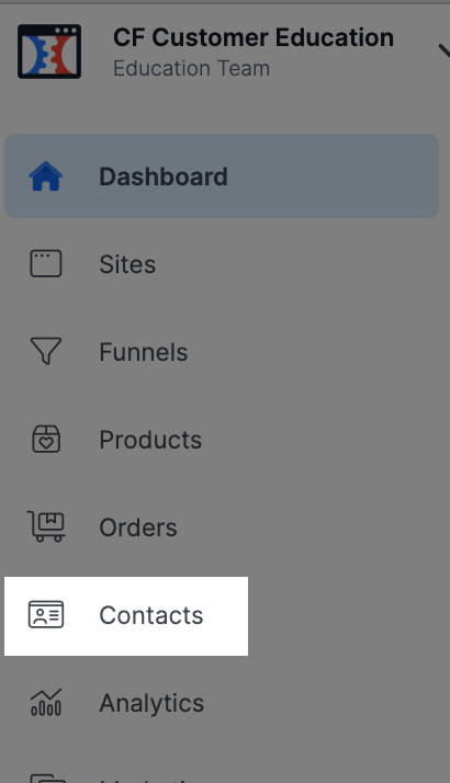 Contacts menu