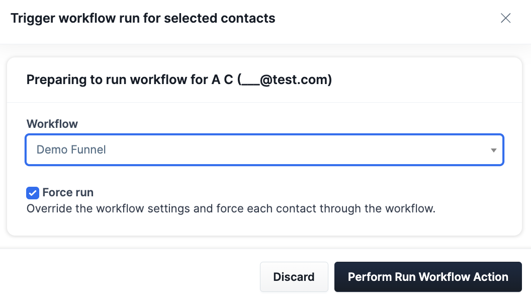 perform run workflow action