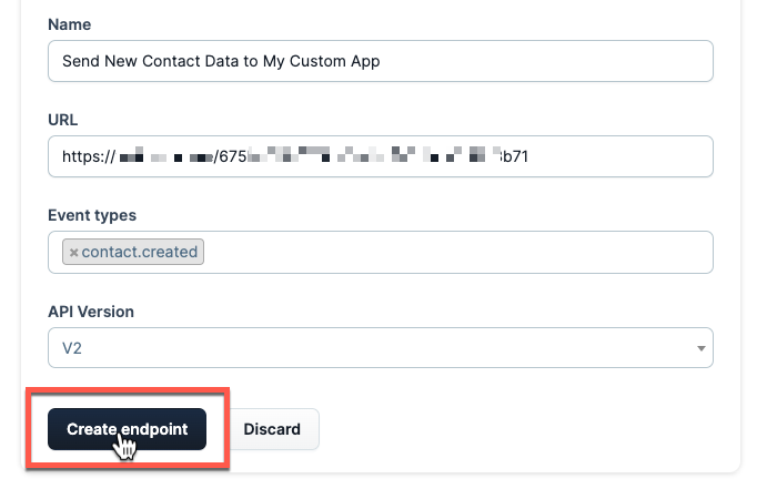 A screenshot of clicking the create endpoint button