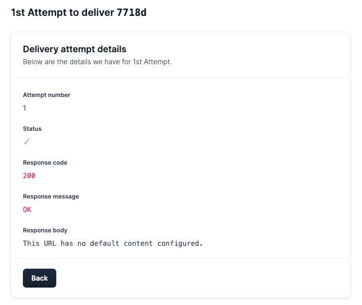 A screenshot of a delivery attempt's details