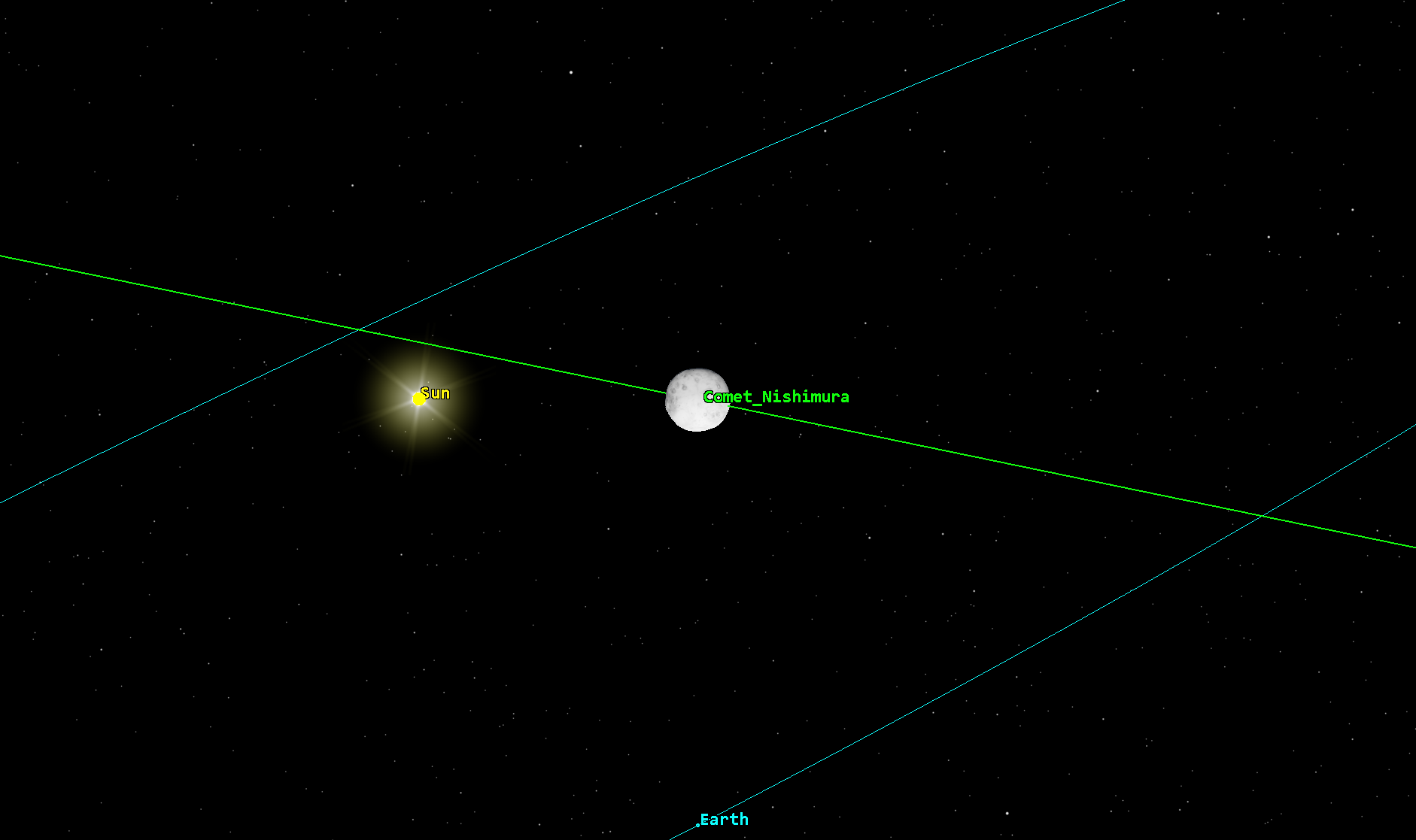 A moon and stars in space
Description automatically generated