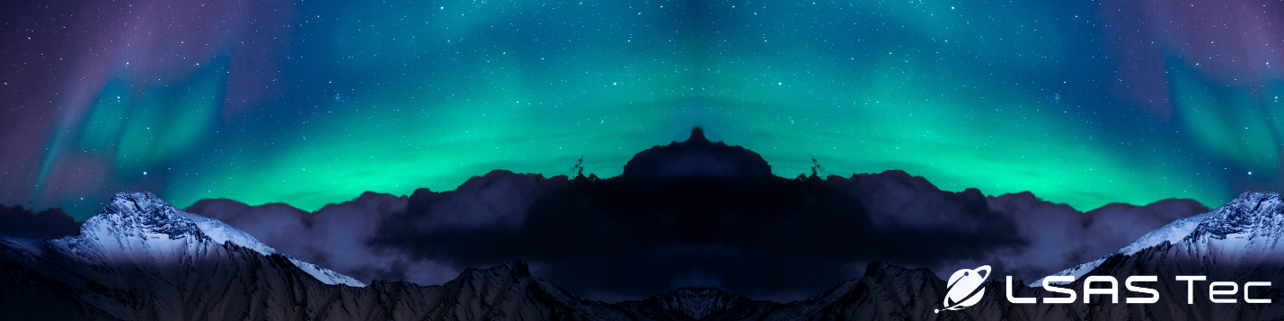 A green and blue sky with stars
Description automatically generated