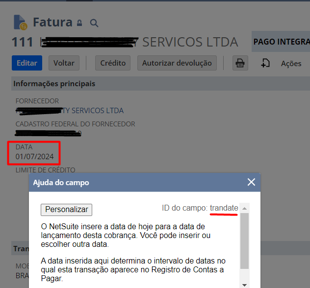 Data referência para INSS e IRRF