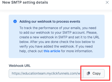 Copy Webhook URL
