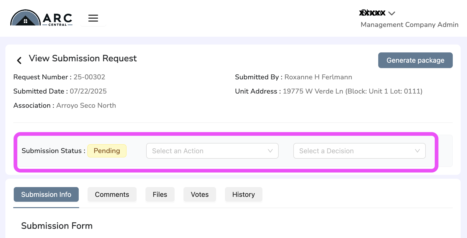 Updated Submission Status view