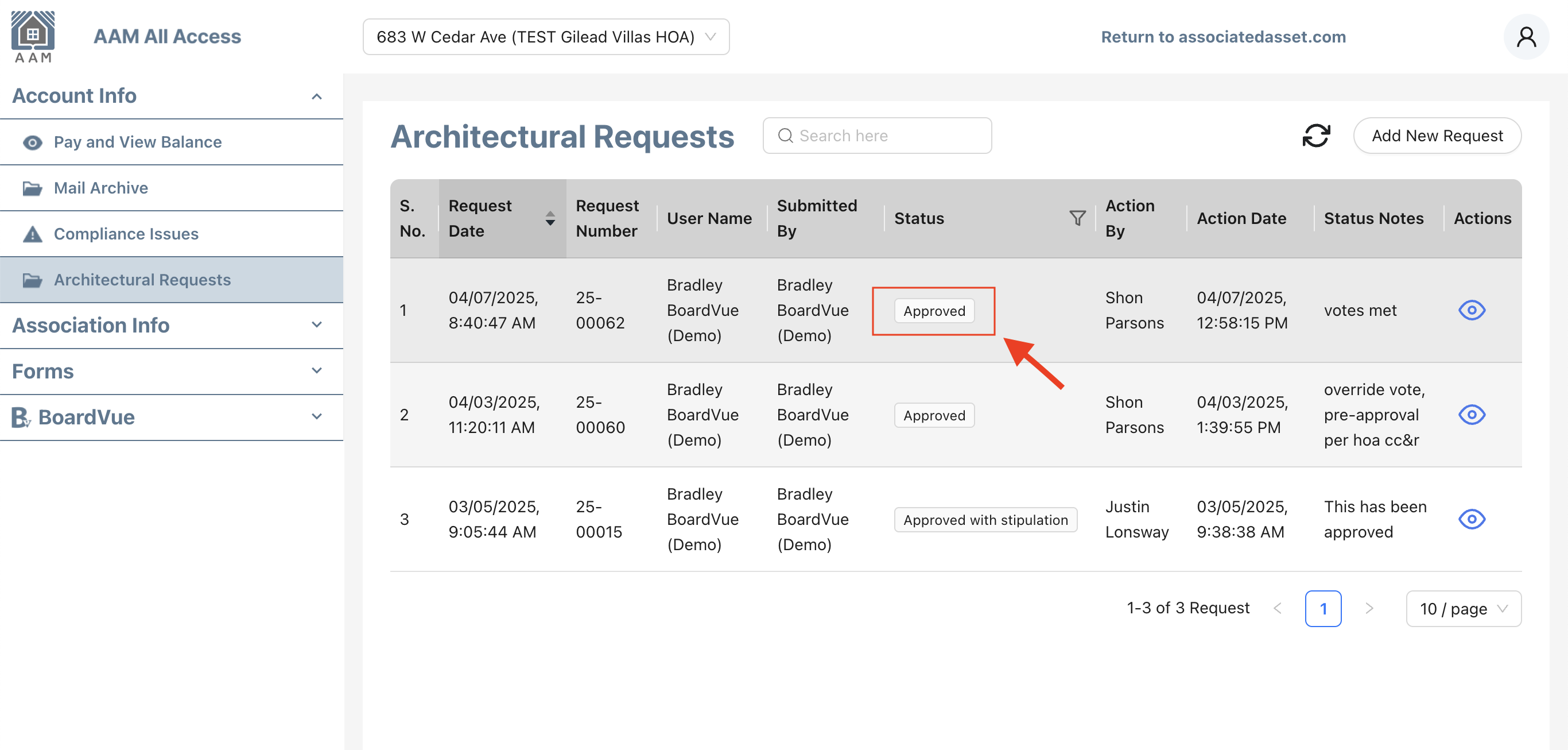 All Access - Architecture Request - Status label