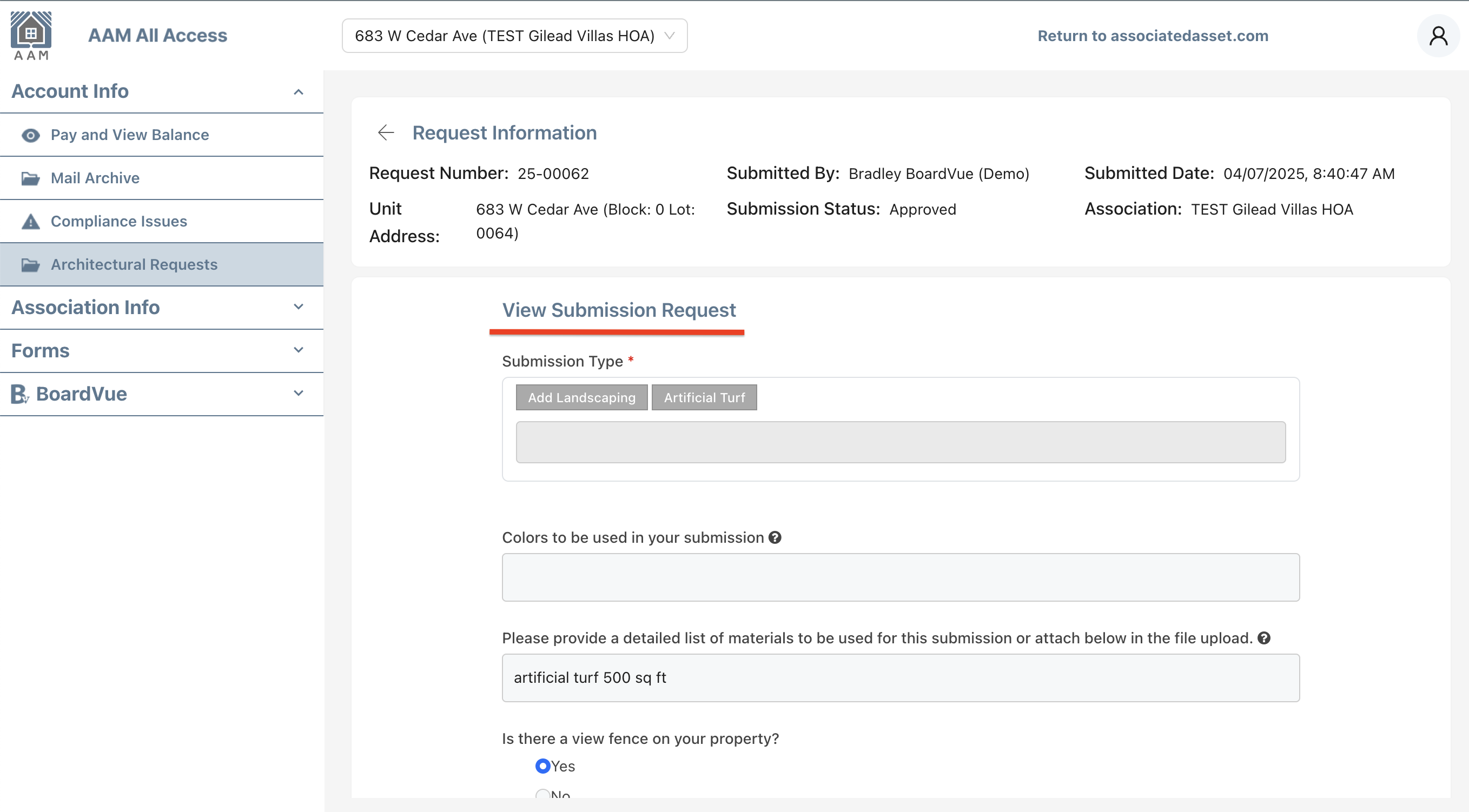 All Access - Architecture Request - View Submission Screen 