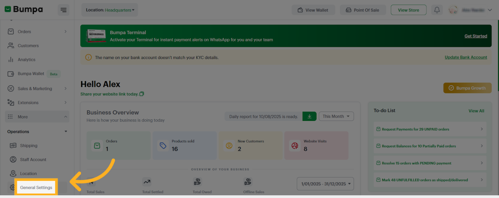 Access General Settings
