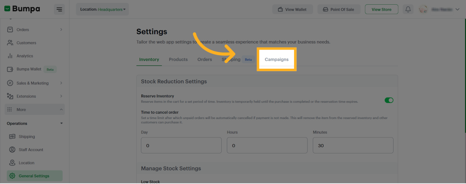Navigate to Campaigns