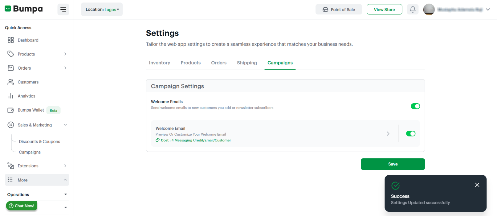 You'll get a Success message