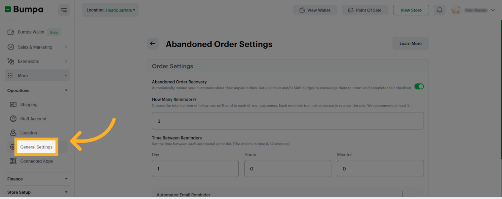 Click 'General Settings'