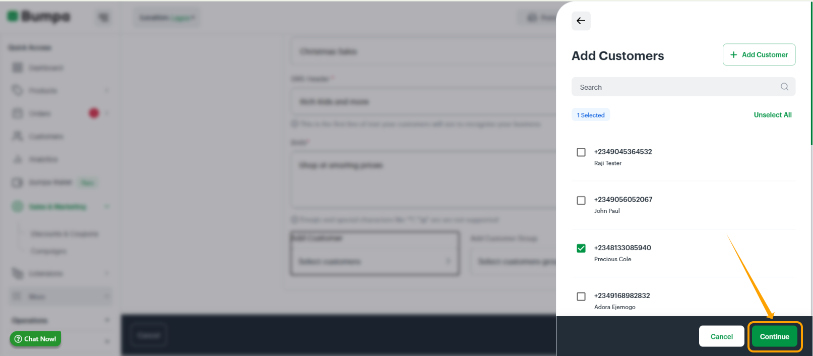 Continue Campaign Setup