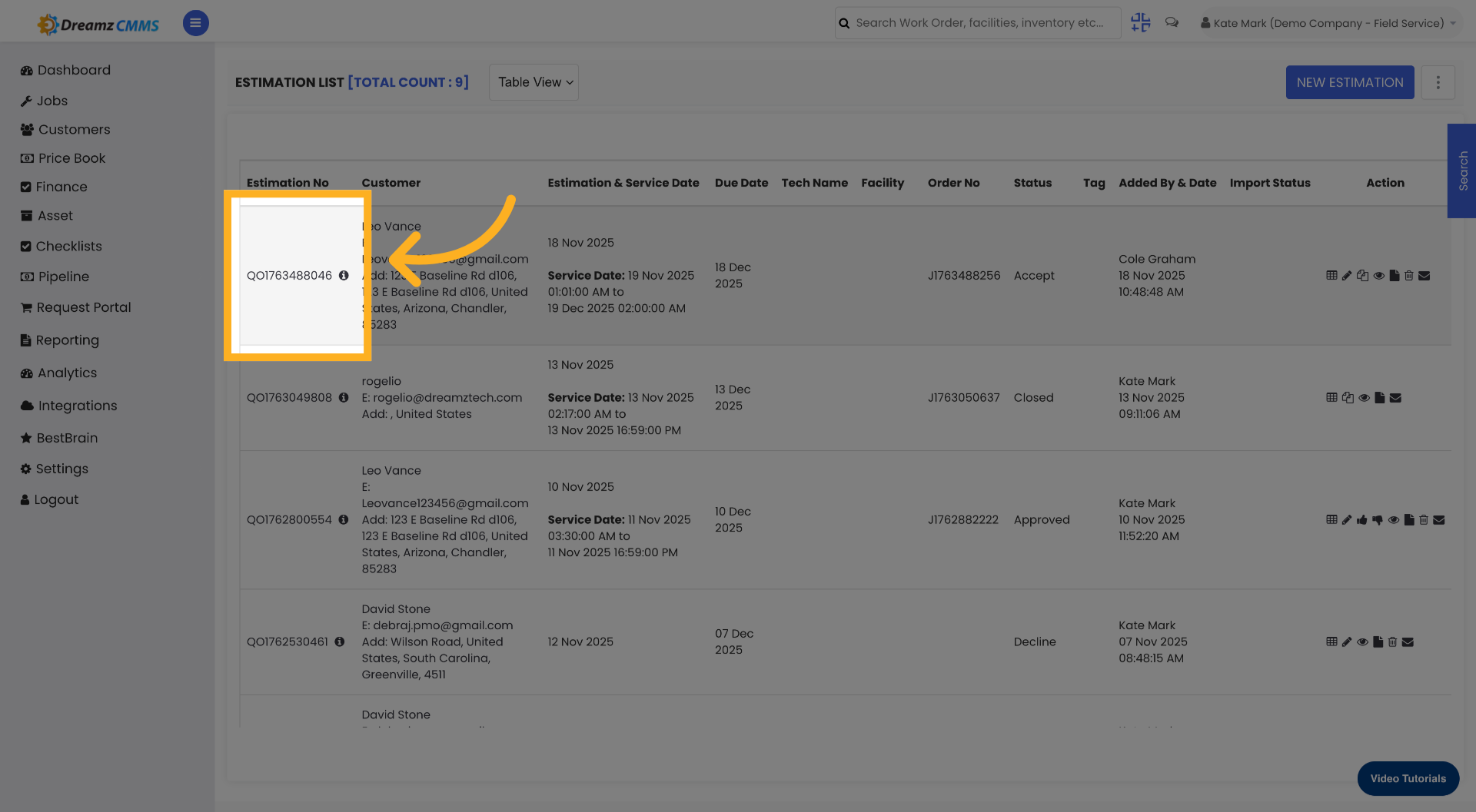 Select First Estimate