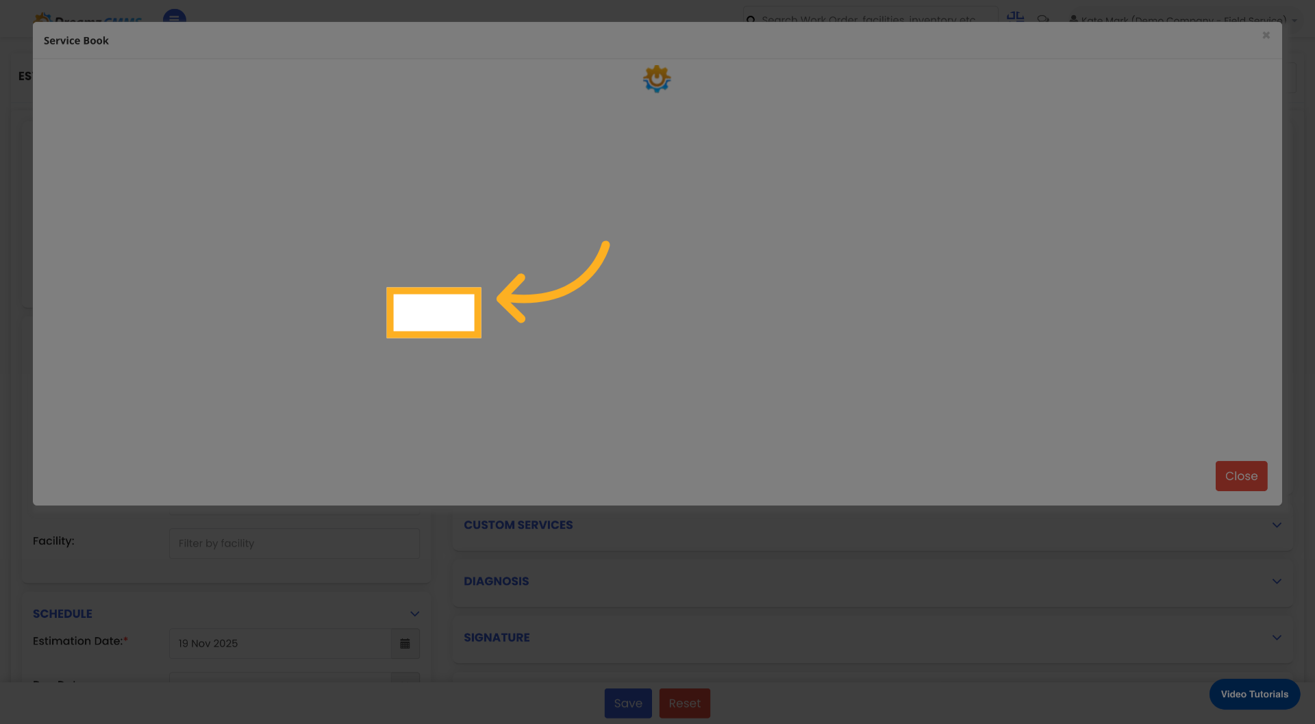 Click Service Item Link
