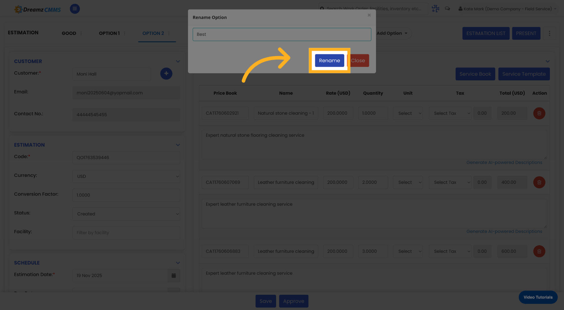 Confirm Rename Action